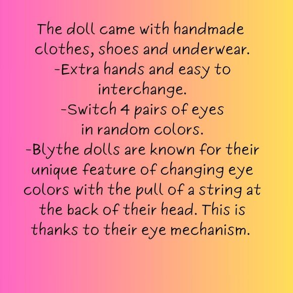 Beautiful 30cm Blythe Doll – Red Hair – Handmade Crochet Outfit - Picture 8 of 10